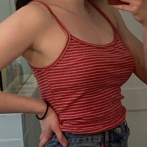 Red horizontally striped tank top :)